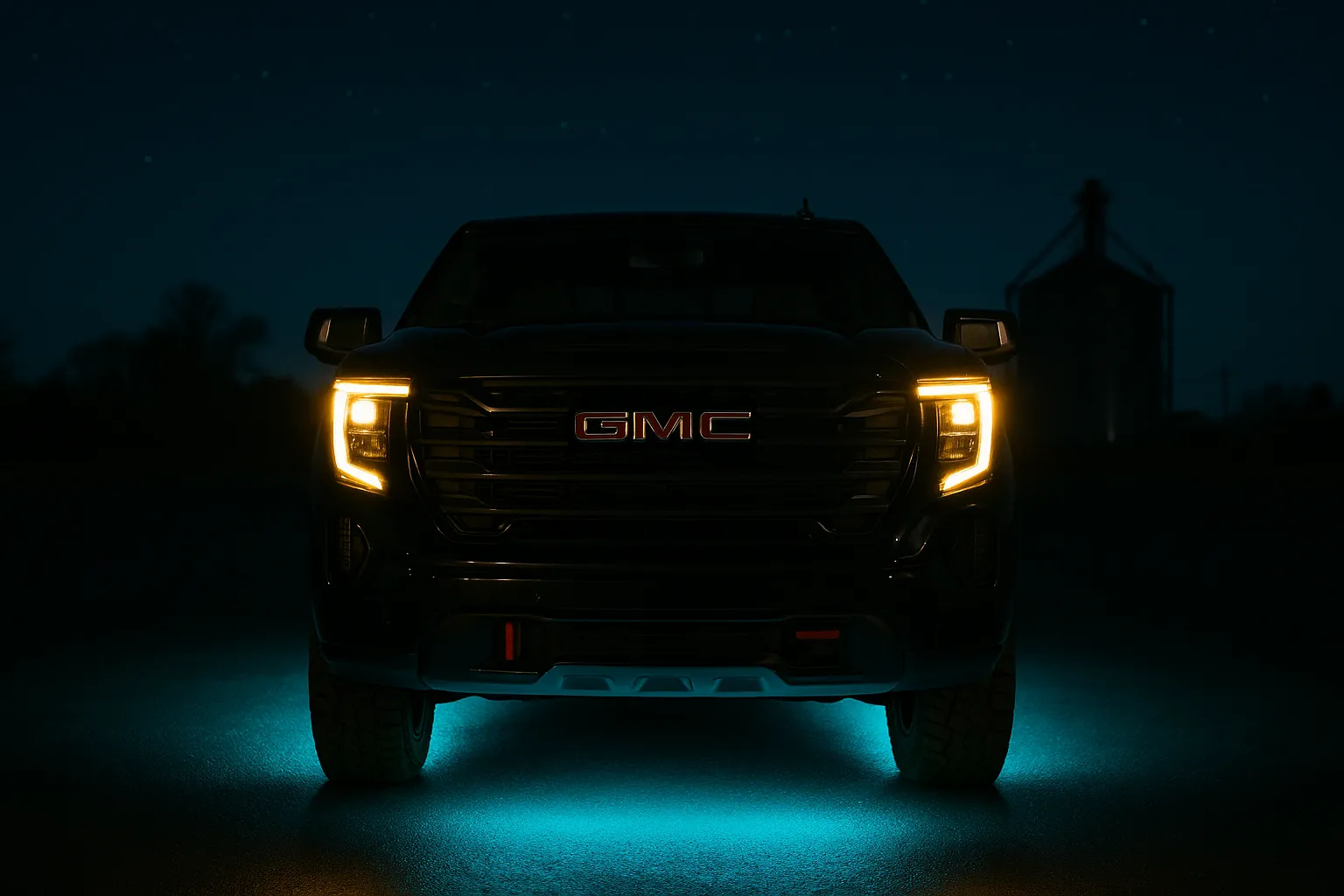 GMC Sierra with four-corner accent underbody at four wheel wells